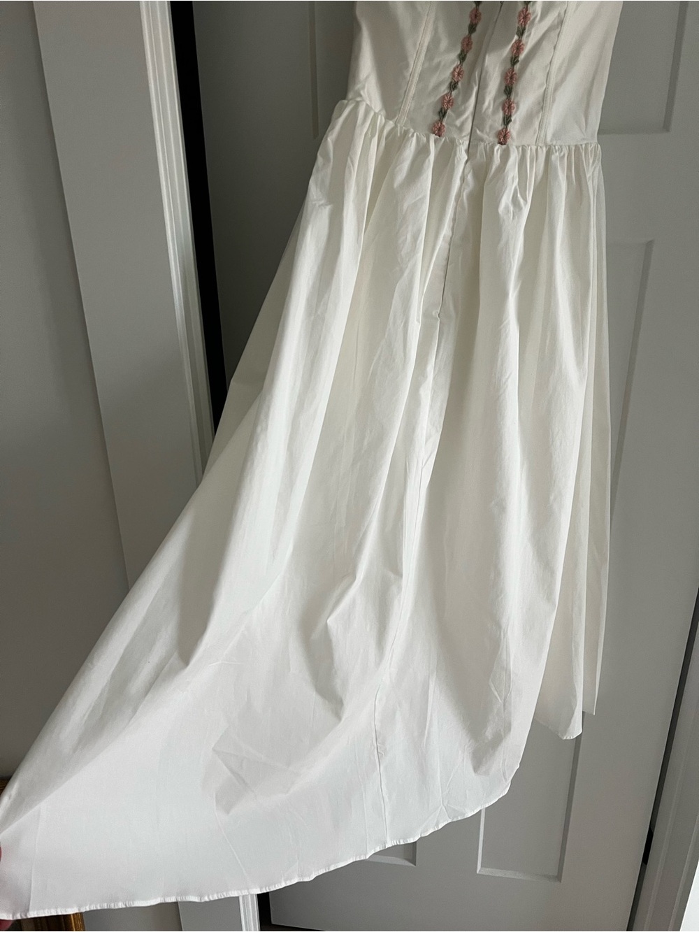 House of CB White Midi Halter Dress with Pink Floral Trim - Picture 12 of 14